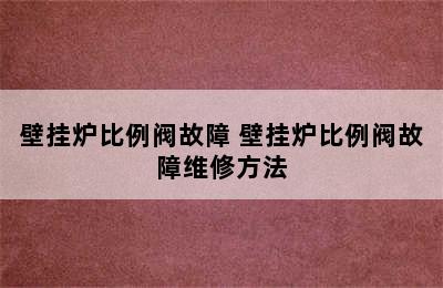 壁挂炉比例阀故障 壁挂炉比例阀故障维修方法